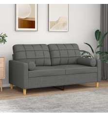 Dvivietė sofa su pagalvėlėmis, tamsiai pilka, 140cm, audinys