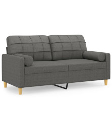 Dvivietė sofa su pagalvėlėmis, tamsiai pilka, 140cm, audinys