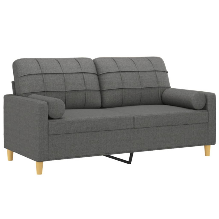 Dvivietė sofa su pagalvėlėmis, tamsiai pilka, 140cm, audinys