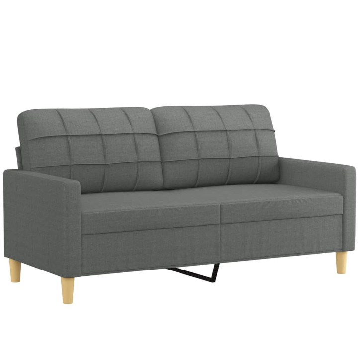 Dvivietė sofa su pagalvėlėmis, tamsiai pilka, 140cm, audinys