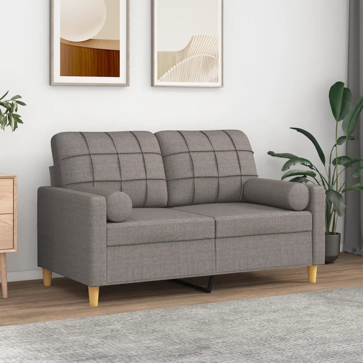 Dvivietė sofa su pagalvėlėmis, taupe spalvos, 120cm, audinys