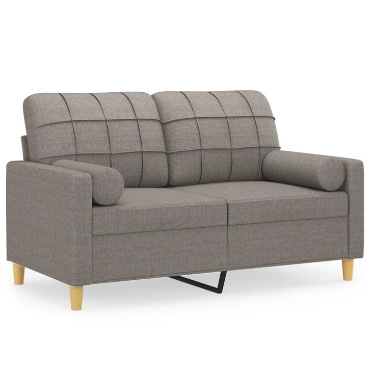 Dvivietė sofa su pagalvėlėmis, taupe spalvos, 120cm, audinys