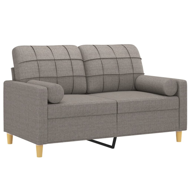 Dvivietė sofa su pagalvėlėmis, taupe spalvos, 120cm, audinys