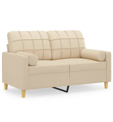 Dvivietė sofa su pagalvėlėmis, kreminės spalvos, 120cm, audinys