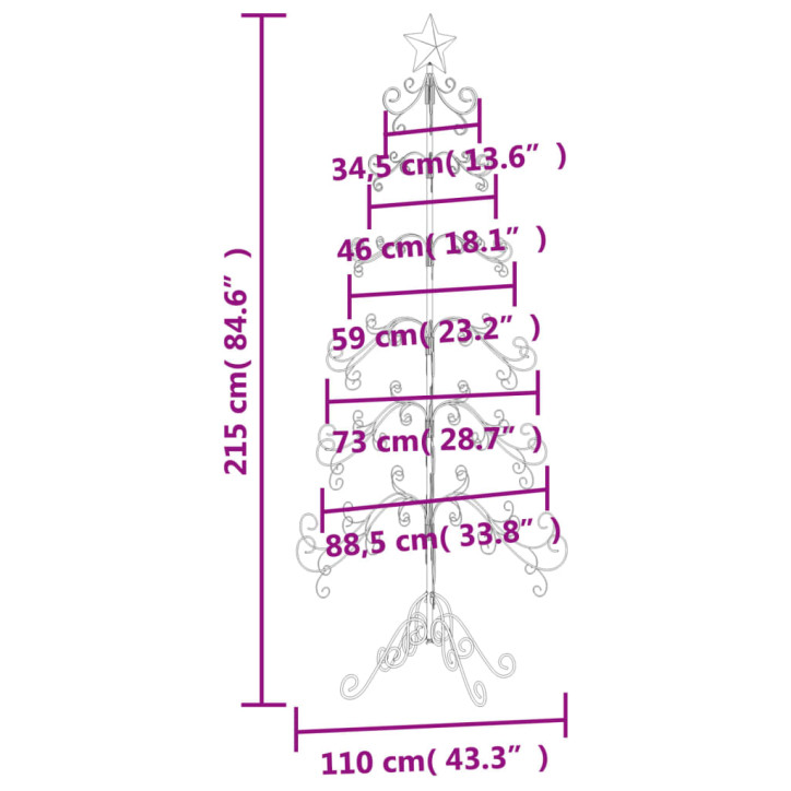 Metalinė Kalėdų eglutė, juodos spalvos, 215 cm