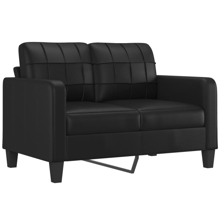 Dvivietė sofa su pagalvėlėmis, juoda, 120cm, dirbtinė oda