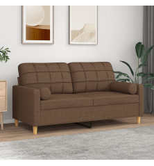 Dvivietė sofa su pagalvėlėmis, rudos spalvos, 140cm, audinys