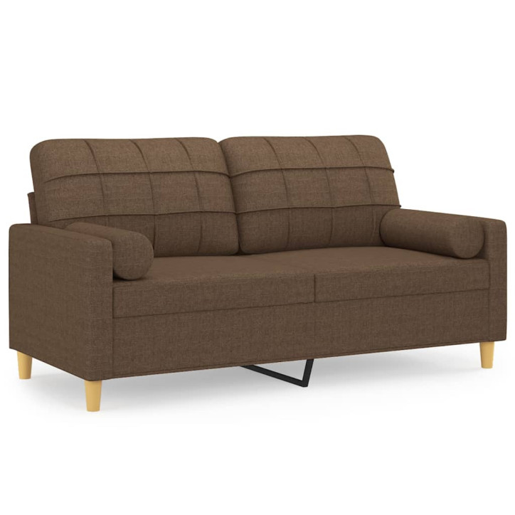 Dvivietė sofa su pagalvėlėmis, rudos spalvos, 140cm, audinys