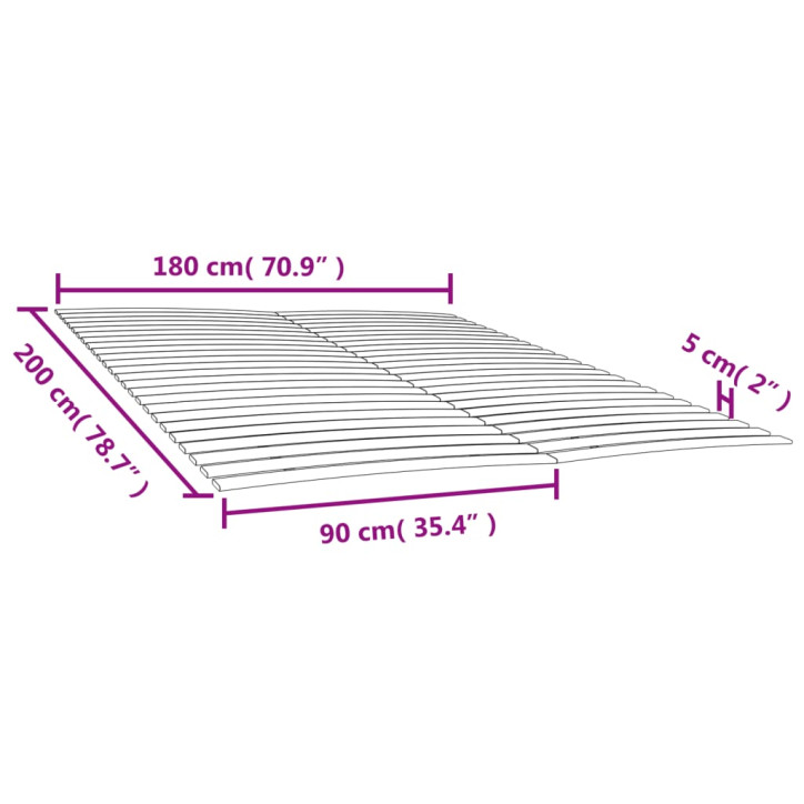 Lovos grotelės su 48 lentjuostėmis, 2vnt., 90x200cm