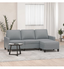 Trivietė sofa su pakoja, šviesiai pilka, 180cm, audinys