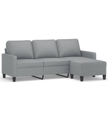 Trivietė sofa su pakoja, šviesiai pilka, 180cm, audinys