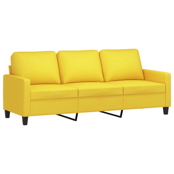 Trivietė sofa su pakoja, šviesiai geltona, 180cm, audinys