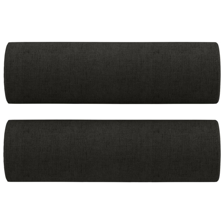 Trivietė sofa su pagalvėlėmis, juodos spalvos, 180cm, audinys