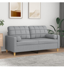 Dvivietė sofa su pagalvėlėmis, šviesiai pilka, 140cm, audinys