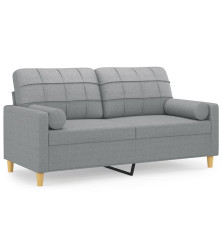 Dvivietė sofa su pagalvėlėmis, šviesiai pilka, 140cm, audinys