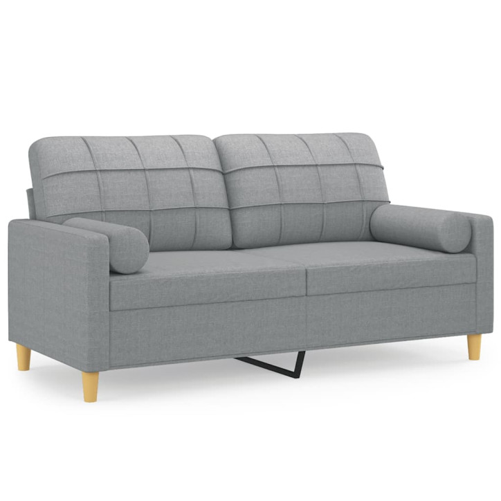 Dvivietė sofa su pagalvėlėmis, šviesiai pilka, 140cm, audinys