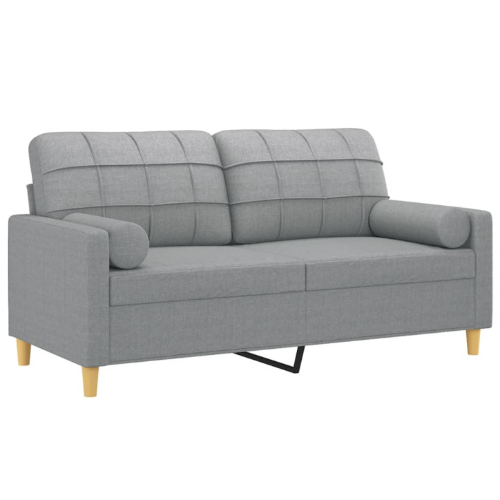 Dvivietė sofa su pagalvėlėmis, šviesiai pilka, 140cm, audinys