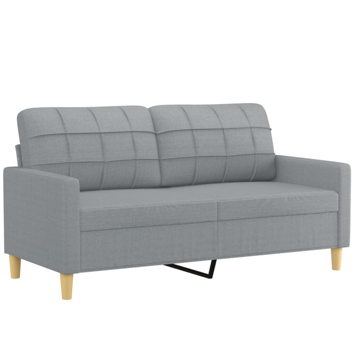 Dvivietė sofa su pagalvėlėmis, šviesiai pilka, 140cm, audinys