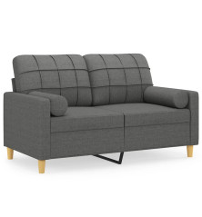 Dvivietė sofa su pagalvėlėmis, tamsiai pilka, 120cm, audinys