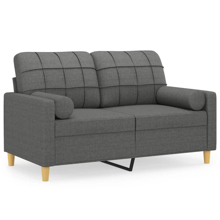 Dvivietė sofa su pagalvėlėmis, tamsiai pilka, 120cm, audinys