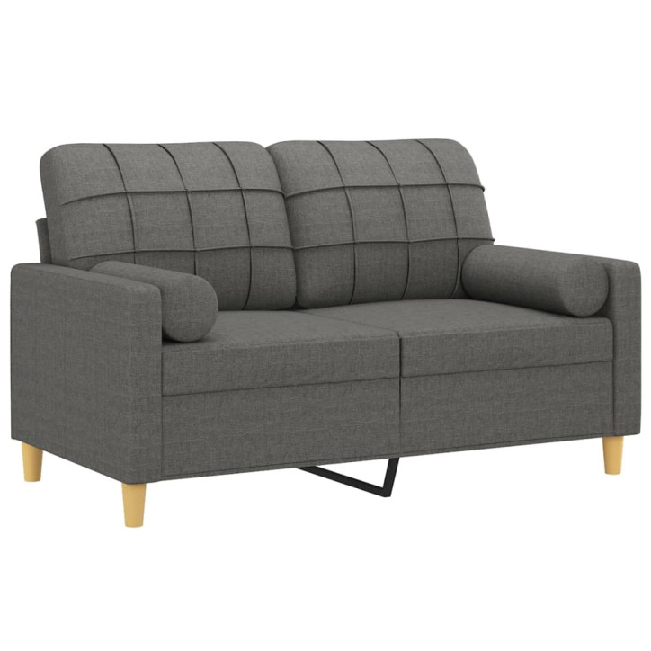 Dvivietė sofa su pagalvėlėmis, tamsiai pilka, 120cm, audinys