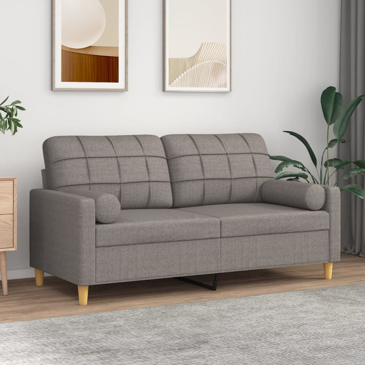 Dvivietė sofa su pagalvėlėmis, taupe spalvos, 140cm, audinys