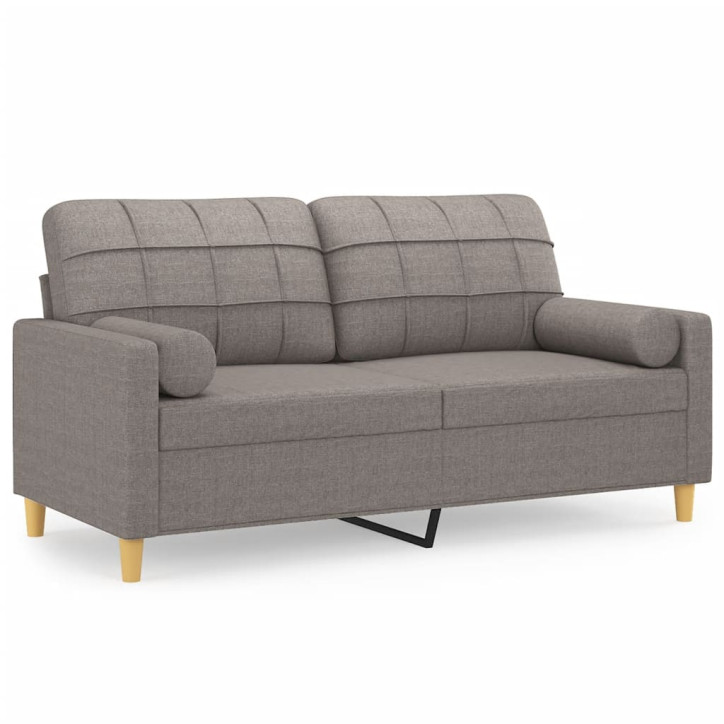 Dvivietė sofa su pagalvėlėmis, taupe spalvos, 140cm, audinys