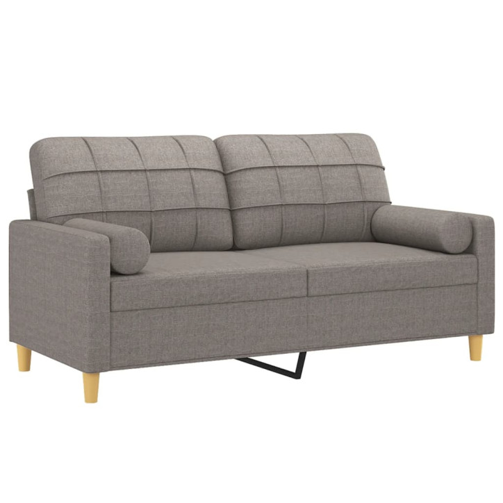 Dvivietė sofa su pagalvėlėmis, taupe spalvos, 140cm, audinys