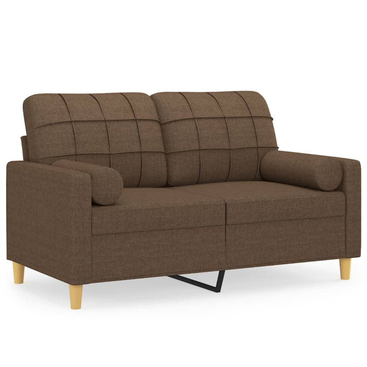 Dvivietė sofa su pagalvėlėmis, rudos spalvos, 120cm, audinys