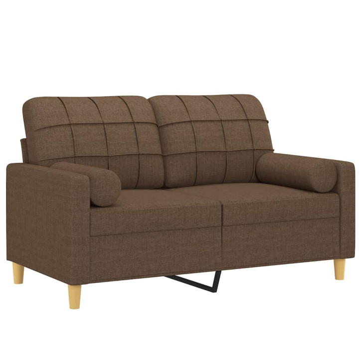 Dvivietė sofa su pagalvėlėmis, rudos spalvos, 120cm, audinys