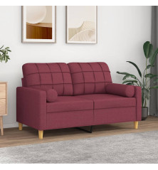 Dvivietė sofa su pagalvėlėmis, raudonojo vyno, 120cm, audinys