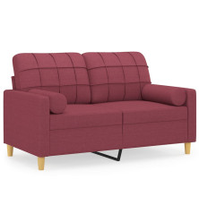 Dvivietė sofa su pagalvėlėmis, raudonojo vyno, 120cm, audinys