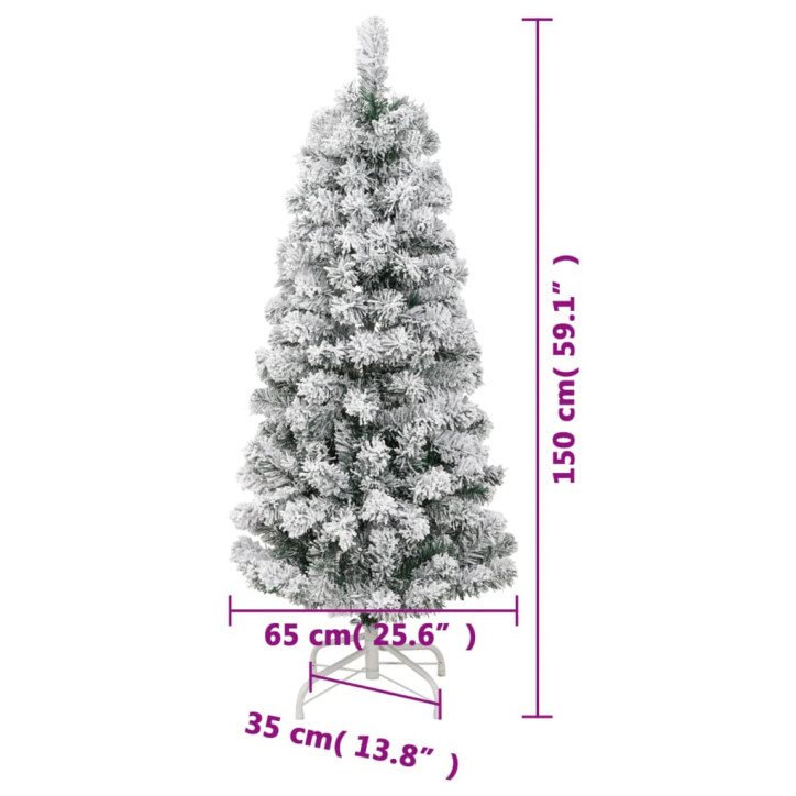 Dirbtinė eglutė su šarnyrinėmis šakomis, 150cm, dengta sniegu