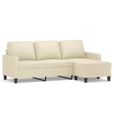 Trivietė sofa su pakoja, kreminės spalvos, 180cm, dirbtinė oda