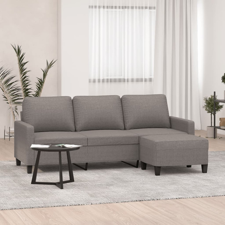 Trivietė sofa su pakoja, taupe spalvos, 180cm, audinys