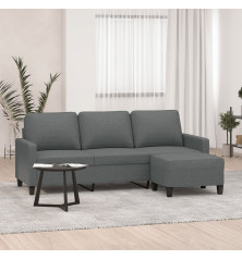 Trivietė sofa su pakoja, tamsiai pilkos spalvos, 180cm, audinys