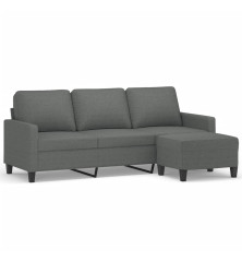 Trivietė sofa su pakoja, tamsiai pilkos spalvos, 180cm, audinys