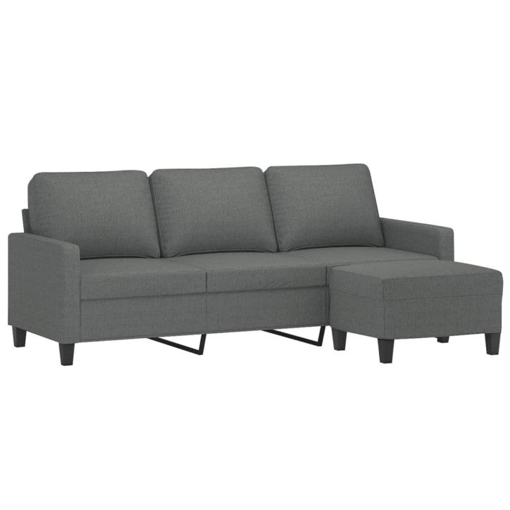 Trivietė sofa su pakoja, tamsiai pilkos spalvos, 180cm, audinys