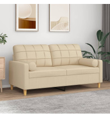 Dvivietė sofa su pagalvėlėmis, kreminės spalvos, 140cm, audinys