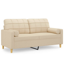 Dvivietė sofa su pagalvėlėmis, kreminės spalvos, 140cm, audinys