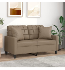 Dvivietė sofa su pagalvėlėmis, kapučino, 120cm, dirbtinė oda