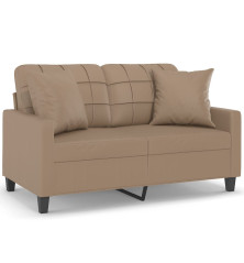 Dvivietė sofa su pagalvėlėmis, kapučino, 120cm, dirbtinė oda