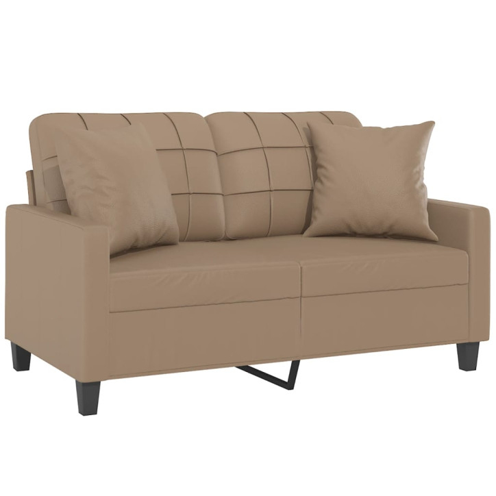 Dvivietė sofa su pagalvėlėmis, kapučino, 120cm, dirbtinė oda