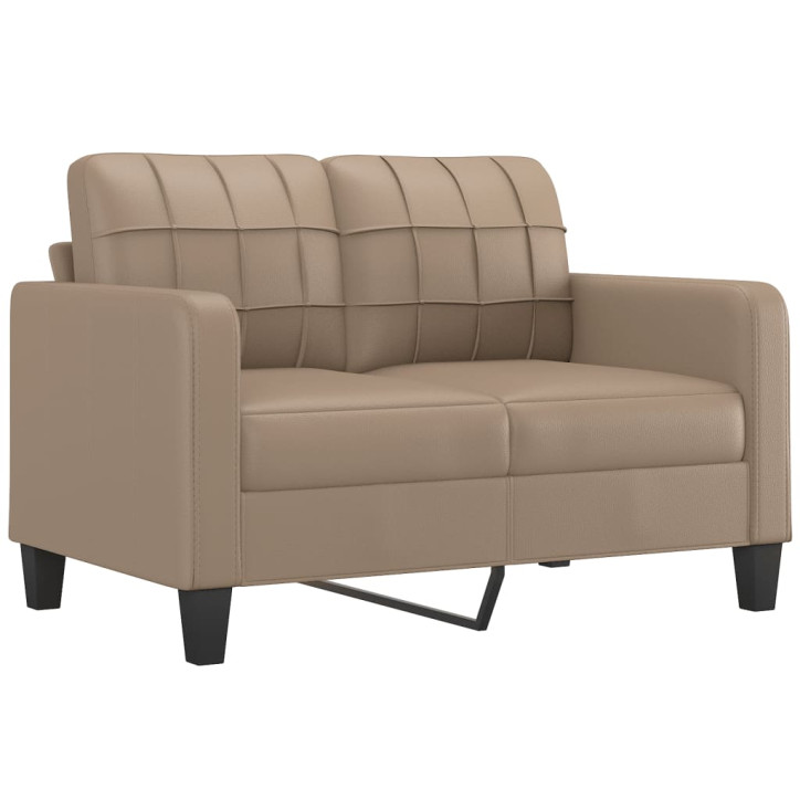 Dvivietė sofa su pagalvėlėmis, kapučino, 120cm, dirbtinė oda