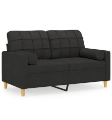 Dvivietė sofa su pagalvėlėmis, juodos spalvos, 120cm, audinys