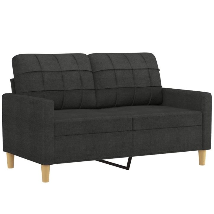 Dvivietė sofa su pagalvėlėmis, juodos spalvos, 120cm, audinys