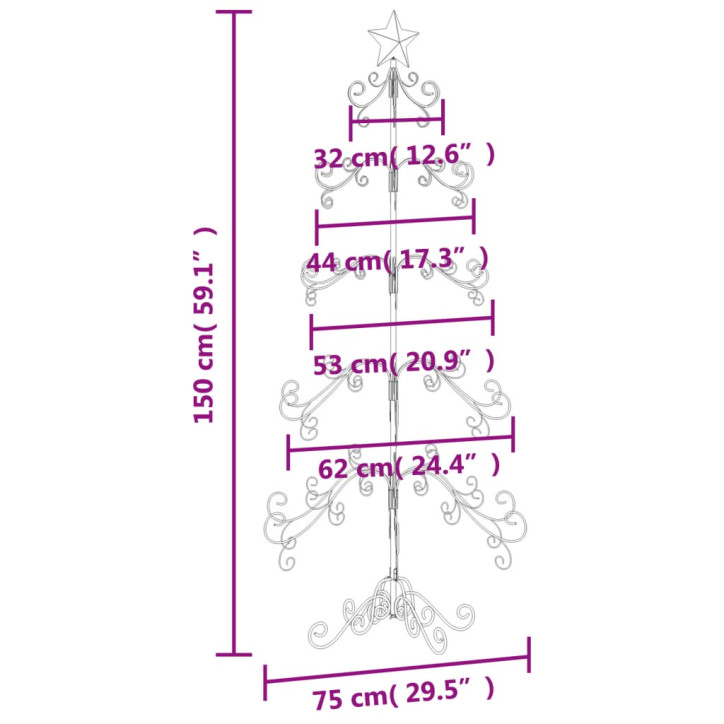 Metalinė Kalėdų eglutė, juodos spalvos, 150 cm