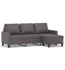 Trivietė sofa su pakoja, pilkos spalvos, 180cm, dirbtinė oda