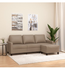 Trivietė sofa su pakoja, kapučino spalvos, 180cm, dirbtinė oda