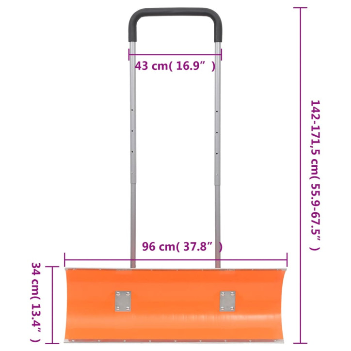 Sniego kastuvas su prailginama rankena, oranžinis, 96cm